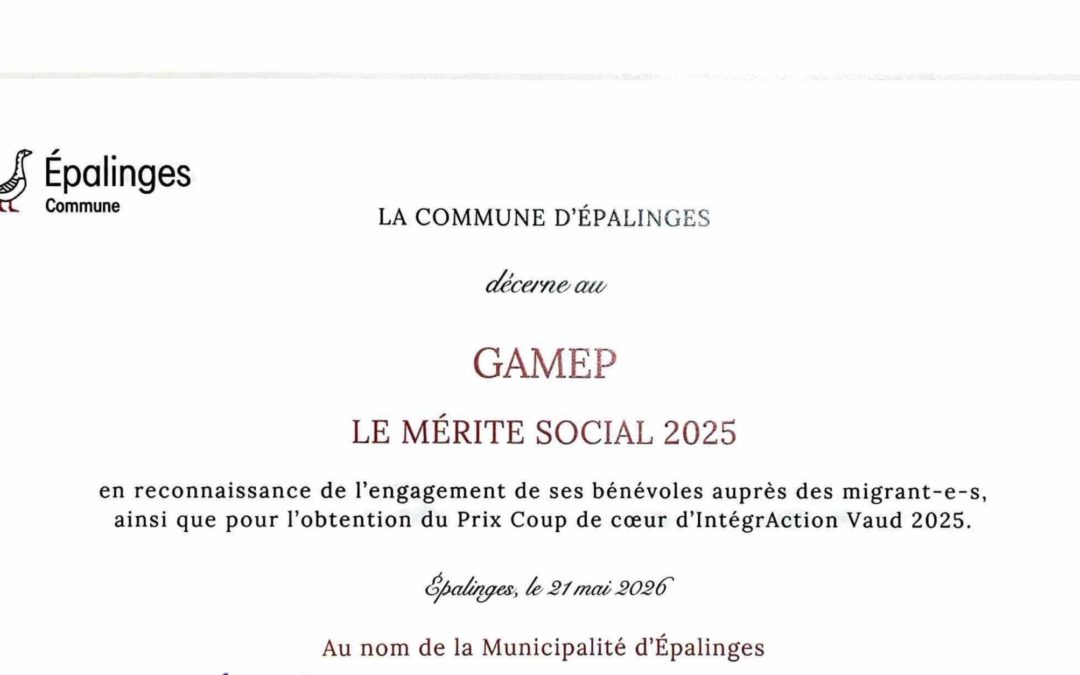 Le Mérite Social 2025 décerné par la Commune d&rsquo;Epalinges